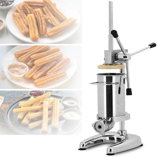 máquina para Hacer Rellenos Churros,comercial 2L 3L Máquina para hacer churreras españolas manuales con 5 tipos de moldes,Máquina para hacer churreras españolas verticales acero inoxidable,2L