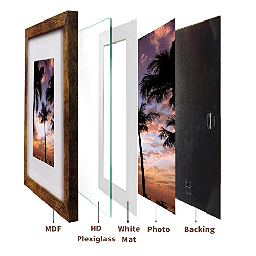 Seseat 11X14 Frames, Display Pictures 8X10 With Mat Or 11X14 Prints Without Mat,Wall Mounting,Brown,6Pcs #TOP3