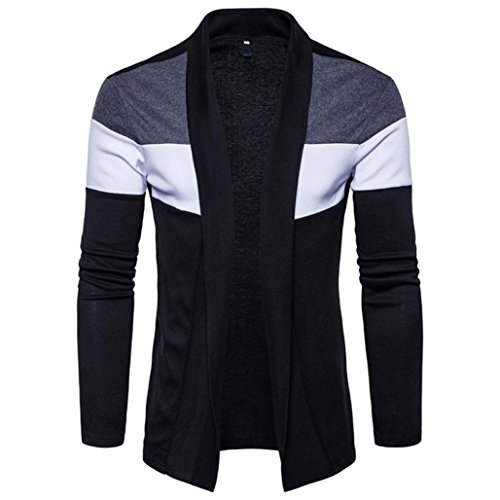 Preisvergleich Produktbild Elecenty Herren Sweatshirt Strickpullover,Cardigan Sweatjacke Winterjacke Strickmantel Strickwaren Rundkragen Mantel Männer Winterpullover Patchwork Lange Outwear Jacket (S, Schwarz)