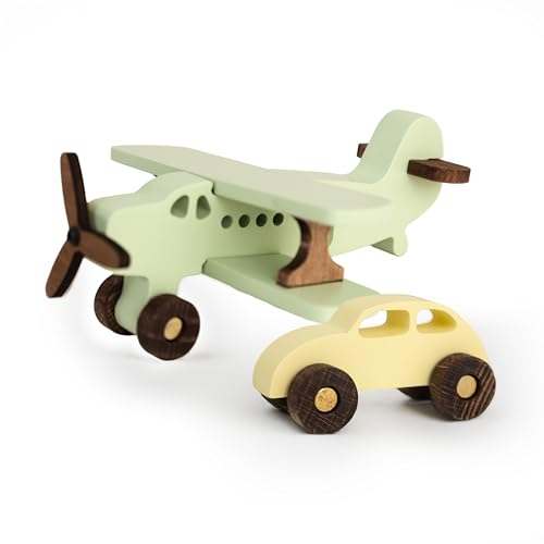 Busy Puzzle Colorful Wooden Airplane and Car Set – Solid