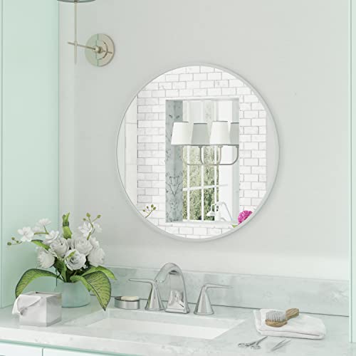 Hbcy Creations Medium Round Mirror, Silver 30 Inch Wall Mirror For Entryway, Bathroom, Living Room And More, Modern Minimalist Mirror For Both Rustic And Boho Design And Decor #TOP2