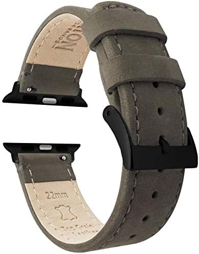 42mm/44mm/45mm/49mm Espresso Brown - BARTON Top Grain Leather Watch Bands Compatible with all Apple Watch Models - Black Hardware