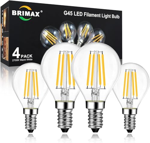 BRIMAX Ampoules LED E14 à intensité variable, 2700 K, blanc chaud, 6 W (remplace 60 W), 600 lumens, AC220-240 V, G45, petite ampoule à filament en verre...