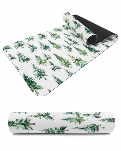 Debedcor Heat Proof Table Pads Waterproof Decorative, Christmas Tree Non-Slip Table Countertop Protector, Xmas Trees Botanical Winter Holiday Insulation Mat for Dining Room, 48 x 12 Inches