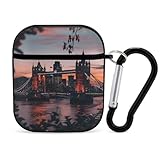 Tower Bridge The Sunset London England UK - Funda compatible con AirPods 1 y 2, funda protectora de policarbonato con llavero