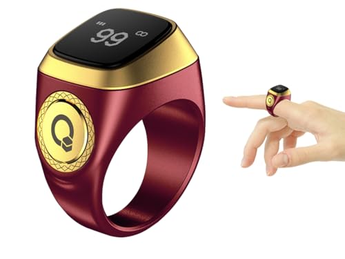 Abiyou Anello Tasbih Intelligente, Anelli Intelligenti Contatore, Smart Rings Contatore, Contatore di Preghiera Anello, Contatore Dito Ricaricabile Anello, Tasbih Clicker Ricaricabile (Marrone, 18MM)