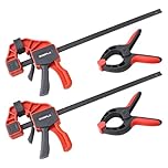 Gunpla 305 mm(12 in) Ratchet Bar Clamps Set, 440 mm Woodworking Spreader, 68 kg(150 lbs) Load, One-Handed Quick Grip Release and Clamp, with Spring Clamp Tools for Woodwork and DIY
