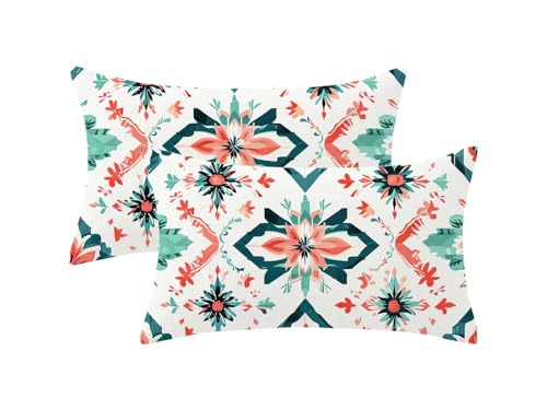 Juego de 2 Beige Fundas Cojines Exterior Impermeable, Mandala Funda Cojin 60x90 con Cremallera Invisible, Impermeable Lino Cushion Covers para Exterior Jardín Sofá Patio Decor, Regalo Mujer,Model201