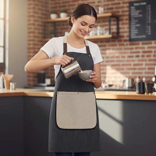 Tablier imperméable à dos croisé avec poches et serviette attachée