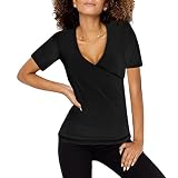 Ajuste: se adapta a la talla blusa negra para mujer, manga corta, moda de verano con alas de ángel, color negro, camiseta grande, de encaje, moda de verano para mujer