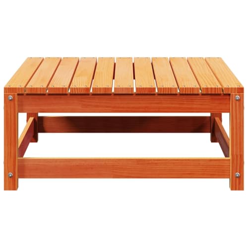 Taburete de jardín modular de pino marrón cera 70x70x30 cm 7
