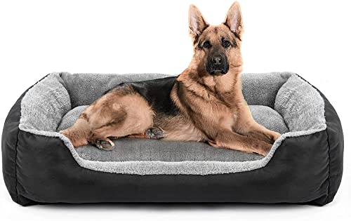 Image of SITSNOOZE Reversible Orthopedic Donut Dog Bed Large Size for Pets 10 to 20 kg Washable Cotton Sofa for Labrador, German Shepherd and Golden Retriever (Black, L)