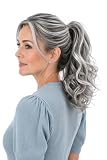 CAISHA 35cm Haarteil Helena Zopf Haarverlängerung mit Butterflyklammer Voluminös Gewellt Grau Mix H126