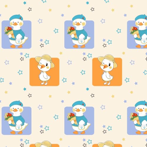 Image of LORETO - A QUALITY LINEN BRAND 100% Cambric Cotton Double Dohar 88 x 90 Inches, 3-Layer Lightweight AC Blanket with Soft Cotton Flannel Filling, Summer Quilt, Reversible, Playful Ducks on Creamy Beige