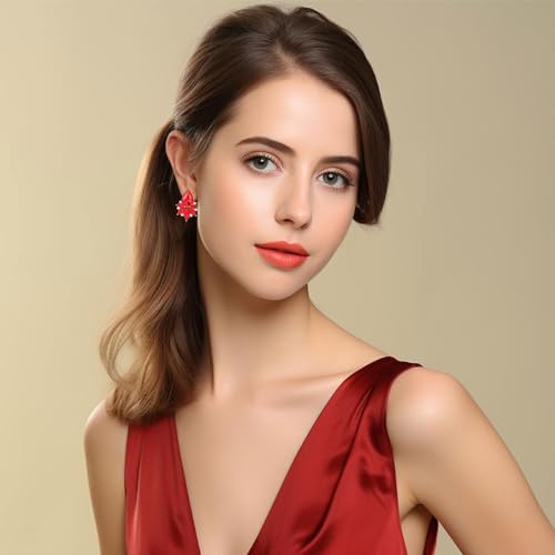 FENBORY Red Rhinestone Earrings Fancy Crystal Cluster Stud Earrings Vintage Drop Earrings for Women by FENBORY - Image 8