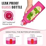 ANOTION 40OZ Glass Water Bottle, Large Sports Water Bottle with Dual-Drink Lid Clear Leakproof Glass Bottles with Straw, Motivational Jug with Silicone Sleeve and Time Marker for Travel Gym-Pink - Image 4