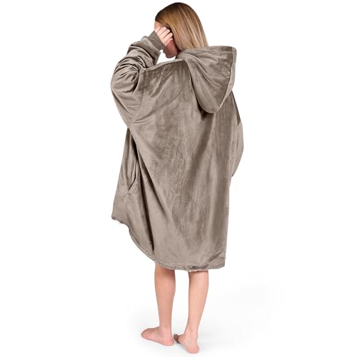 Image of Bare Home Wearable Blanket Hoodie - Soft Plush Sherpa - Warm and Cozy - Oversized Wearable Blanket