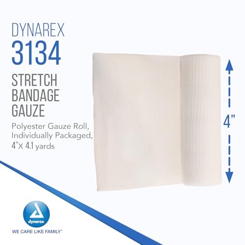 Dynarex vendaje de gasa elastica enrollada – de poliéster conformable y absorbente, envuelto individualmente, 4 pulgadas x 4.1 yardas, caja a granel de 500 miniatura 2