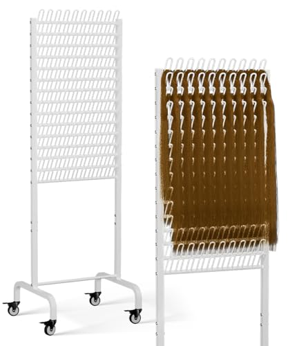 Tigerden Pegs Braiding Hair Rack, Adjustable Hair Separator Stand with Wheels, Hair Extension Holder for Hair Stylists, Braiders, Home, Salon, Beauty School, Black