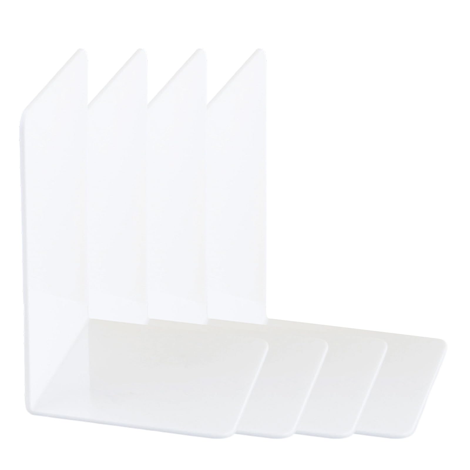 4 Pcs Acrylic Bookends Book Holders Stand Book Stoppers L-Shape Bookends Desk Organisers for Books Magazines L-shape Holders