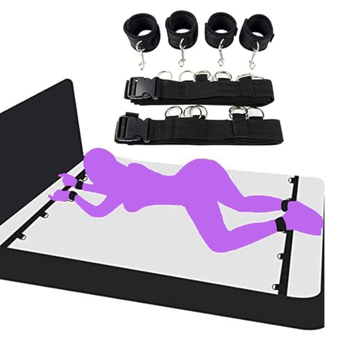 Bed Restraint Kit for Couples Under King Bed Tie Up Set Women Wrist and Ankle Restraints for Queen Sized Bed Sex Handcuffs Blindfold and Hand Ties for Bedroom Sex Bed Straps for Adult Play Sweater