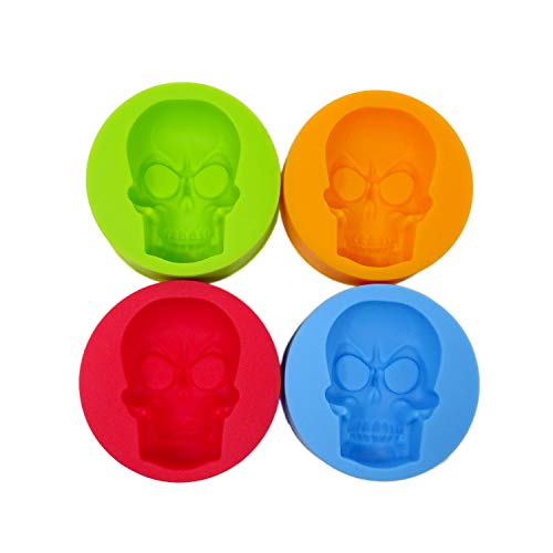 Honbay 4Pcs Chocolate Candy Molds Halloween Skull Head Silicone Molds Fondant Mold Baking Molds Ice Cubes Molds Clay Mold For Cakes Handmade Soap Chocolate Pudding Candy Jelly #TOP5