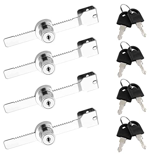 Waziaqoc スライドガラスドアラチェットロック4個 鍵8個付き (同一鍵式) 亜鉛合金ショーケースロック 本棚ディスプレイケース引き出し用 厚さ2mm~6mmのガラスに適合