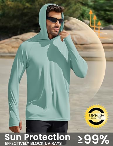 PINSPARK Men's UPF 50+ Long Sleeve Rash Guard - Sun Protection Hoodie UV SPF Fishing Shirt for Athletic Running Swim Hiking2