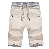Herren Shorts Lässige Shorts für Herren, Shorts, Sportshorts für Herren, modische, lässige Shorts, Urlaubsshorts am Meer, Strandshorts, lässige, Coole Shorts Herren Kurze Freizeithose (Khaki, XXL)