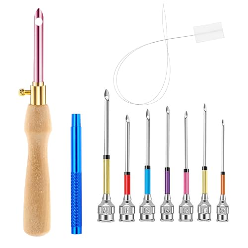 Kit Punch Needle,7 Tailles Broderie D'Aiguille de Poinçon Kit Réglable Kit D'aiguilles à Poinçonner Aiguille À Poinçonner À Brode pour L'artisanat Couture Broderie