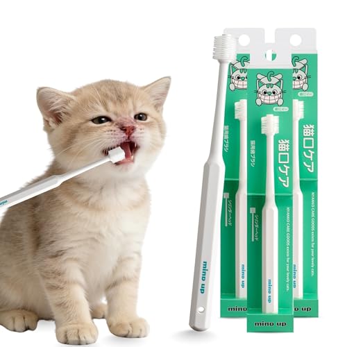 Image of MIND UP Cat Toothbrush with Cylinder Head, 360 Brush Design for Cat Teeth Cleaning, Pet Toothbrush for Hard-to-Reach Areas, Made in Japan, 3EA