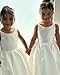 WDCVGTR White Satin Flower Girl Dress Spaghetti Strap A-line Dresses for Wedding Bow Knot Sleeveless Pageant Ceremony Long Ball Gowns 6T