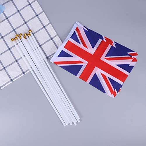 Banner de bandeira do Reino Unido com 20 peças de mini bandeiras nacionais de topo redondo para even