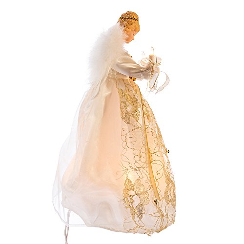 Kurt Adler Ul 10-Light 12" Ivory And Gold Angel Treetop #TOP3