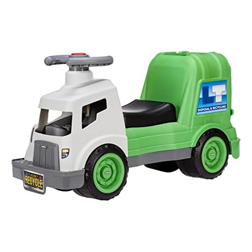 Little Tikes Dirt Diggers Garbage Truck Scoot Ride On with Real Working Horn and Trash Bin for Themed Roleplay for Boys, Girls, Kids, Toddlers Ages 2 to 5 Years, Large
