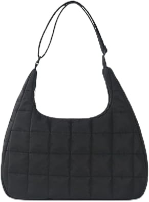 Puffer Tote Bag, Large Capacity Quilted Tote Bag, Quilted Crossbody Bags for Women with Adjustable StrapBlack
