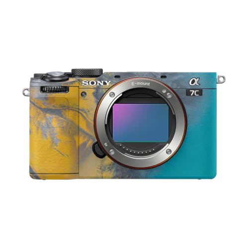 Image of Camera Skin Compatible with Sony A7C Mark II (2023) - Yellow Spill - Premium 3M Vinyl Protective Wrap Decal Cover - Easy to Apply | Crafted in the USA by MightySkins