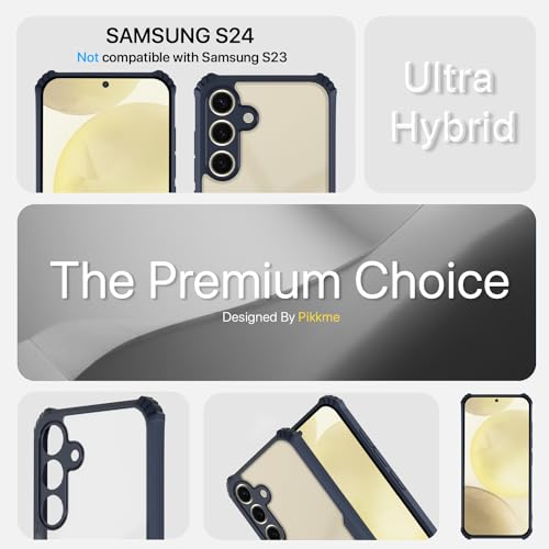 Image of Pikkme Samsung Galaxy S24 5G Back Cover | Crystal Clear Transparent Back | Ultra Hyrbid | Full Camera Protection | Raised Edge | Bumper Back Case (Blue)