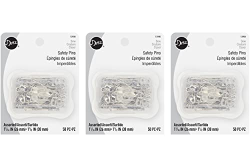 Dritz, Assorted Size 16 Inch (26Mm) & 1-1/2 Inch (38Mm), Nickel, 3-Pack (150 Count) Safety Pins, 150 Pack #TOP25