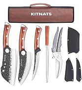 KITNATS Chef Knife Set - 9PCS Butcher Knife Set with Roll Bag, Hand Forged kitchen knives Set &amp; M...