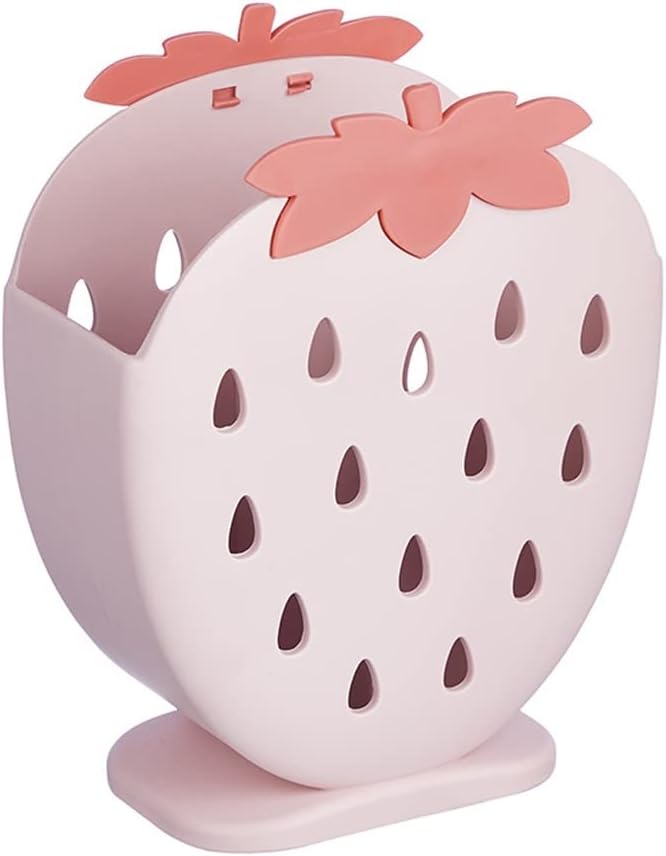 Cute Strawberry Chopsticks Holder Drain Rack Kitchen Tableware Storage Rack Hollow(E)