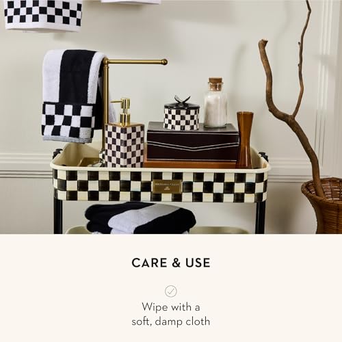 Image of MACKENZIE-CHILDS Glass Soap Pump, Black-and-White Courtly Check