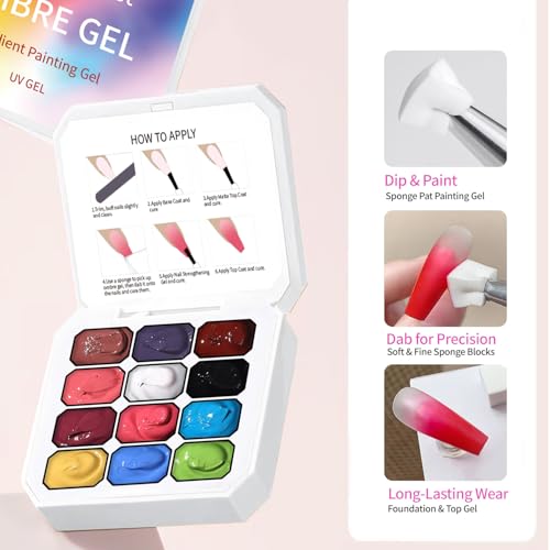 Set de Gel para Uñas Ombre 12 Colores con Esponjas miniatura 4