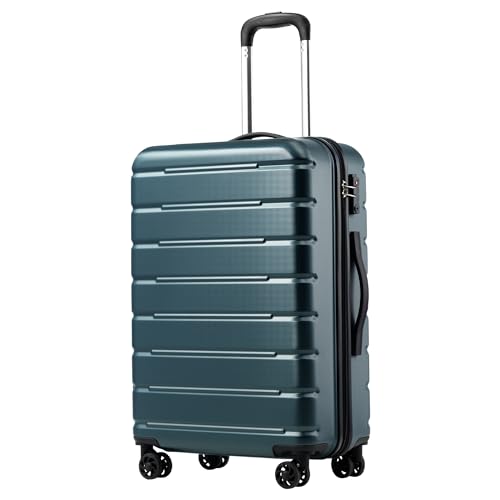 Coolife Luggage Suitcase Carry-on Spinner TSA Lock USB Port Expandable (only 28’’) Lightweight Hardside Luggage (Gray, M(24in))