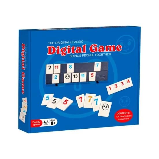 ALBADER Rummikub Style Board Game for Adults and Family Strategy Tile Matching Game for 2 to 4 Players Educational Number Sequence Tabletop Game with Storage Case Brain Training Party Game 8 Plus