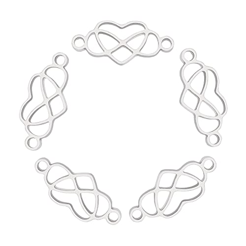 UNICRAFTALE 5pcs Stainless Steel Links Heart with Infinity Linking Charms Hand Polished Links Connectors for DIY Jewelry Making 10x23x1.5mm, Hole 2mm