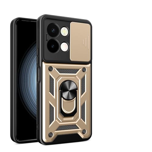 Kukoufey Compatible with Vivo Y28 4G Case Cover,with Slide Camera Lens Cover Compatible with Vivo Y28 4G V2352 Case Gold