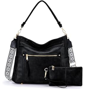 Hobo Bags for Women, Vegan PU Leather Shoulder Bag Ladies Handbag Set Crssbody Tote Bag with Two Detachable Shoulder Straps for Work Travel