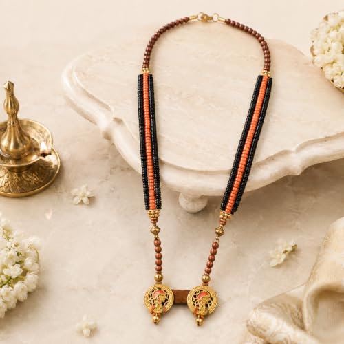 Image of AAKRITI ART CREATIONS Handcrafted Tribal & Wooden Necklace Collection | Dhokra, Ethnic, Brass & Artistic Designs | Royal, Boho & Nomadic-Inspired Statement Jewelry for Women