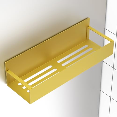 Image of HuggieGems Metal Magnetic Spice Rack for Refrigerator Gold, 4 Pack | Magnetic Shelves Heavy Duty for Fridge in Kitchen, Seasoning Storage Organizer, For Oven Washer and Dryer, For Heavier Items